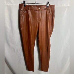 TAGOO Brown Faux Leather Pants High Rise Skinny Y2K Streetwear Size L